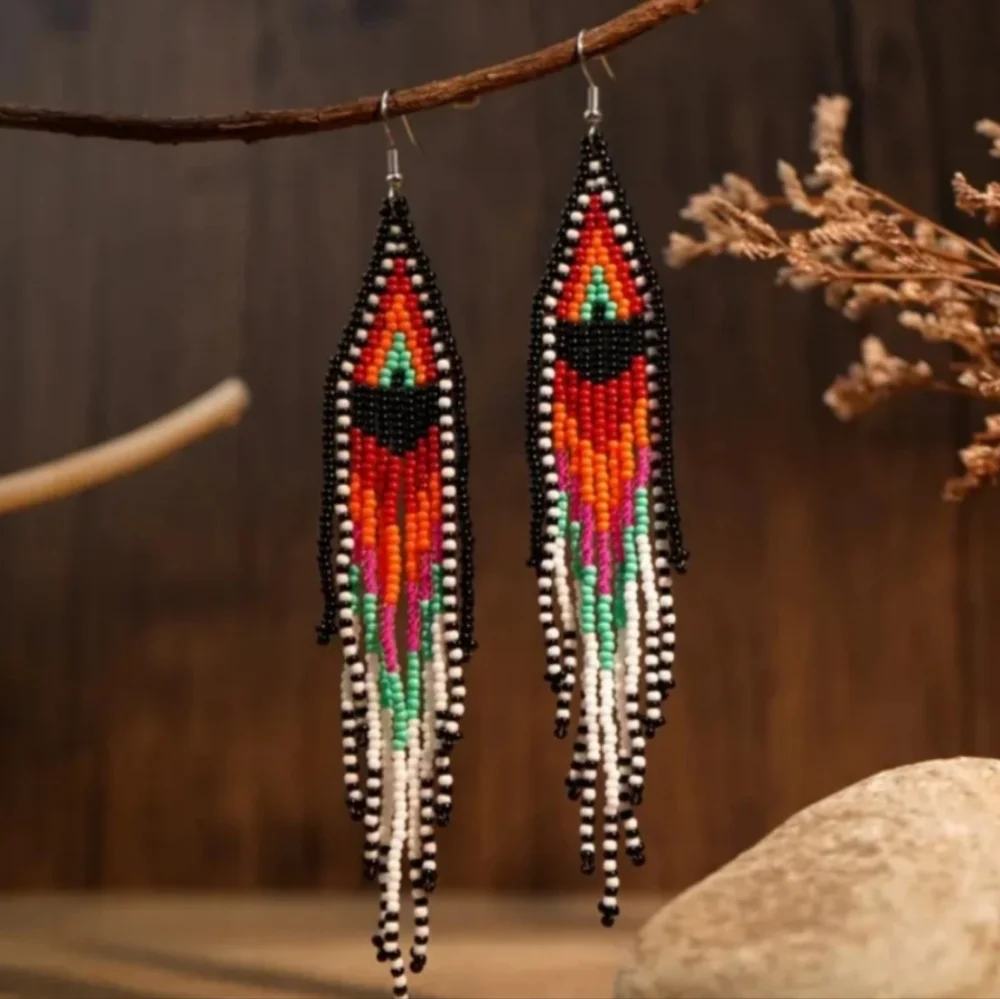 Unique Beaded Earrings - Picture 2 of 3